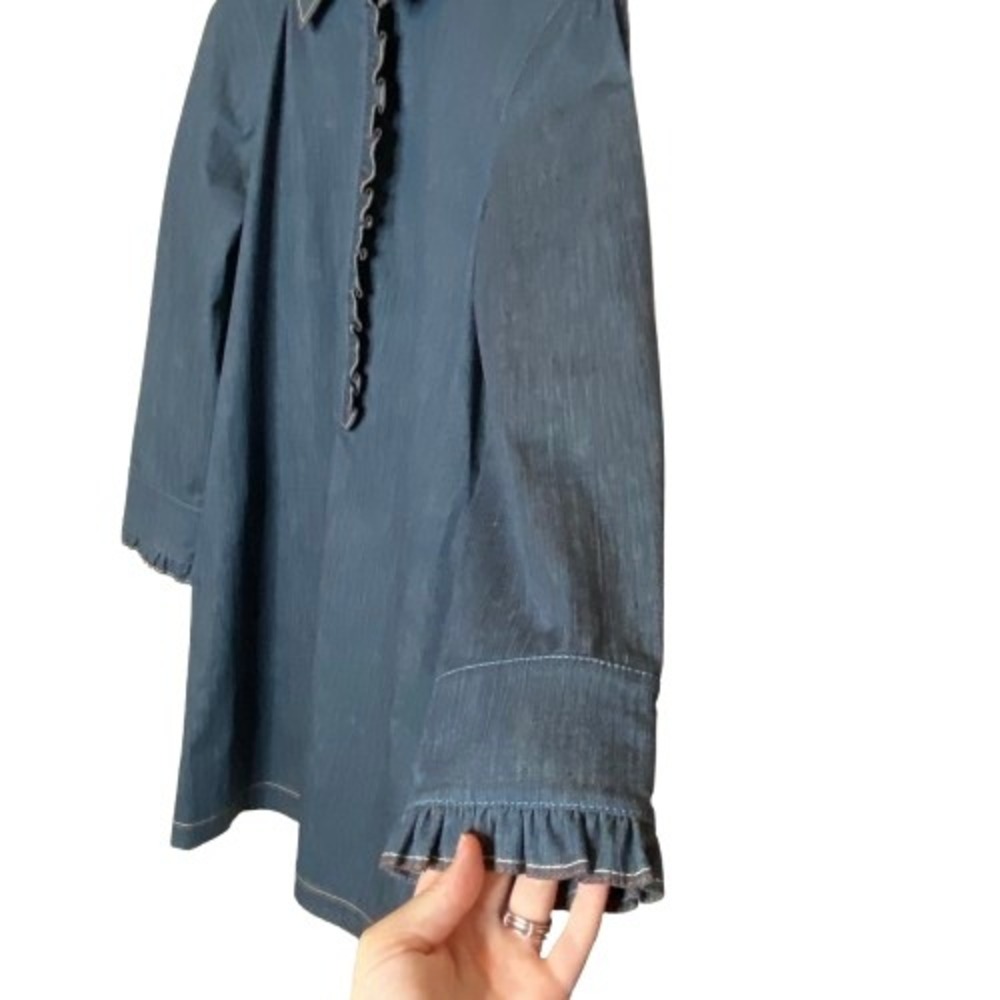 Lafayette 148 Womens Denim Shirt Dress Large Blue Western Quiet Luxury Preppy - Picture 6 of 10